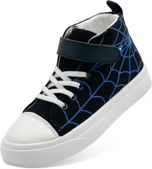 Toddler Boys Girls Shoes Kids High Top Canvas Sneakers Hook and Loops Lightweight Cartoon Casual Sneakers Walking Shoes