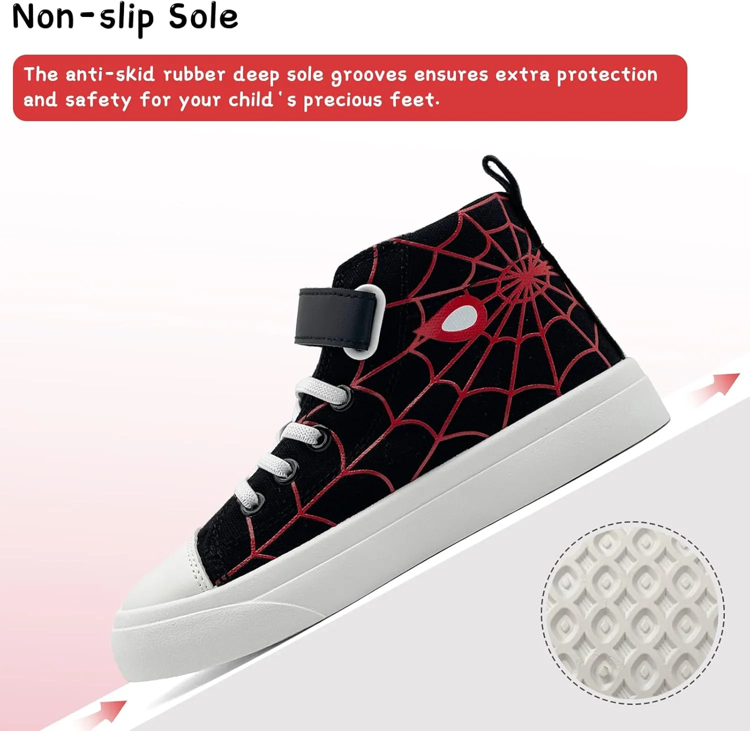 Toddler Boys Girls Shoes Kids High Top Canvas Sneakers Hook and Loops Lightweight Cartoon Casual Sneakers Walking Shoes