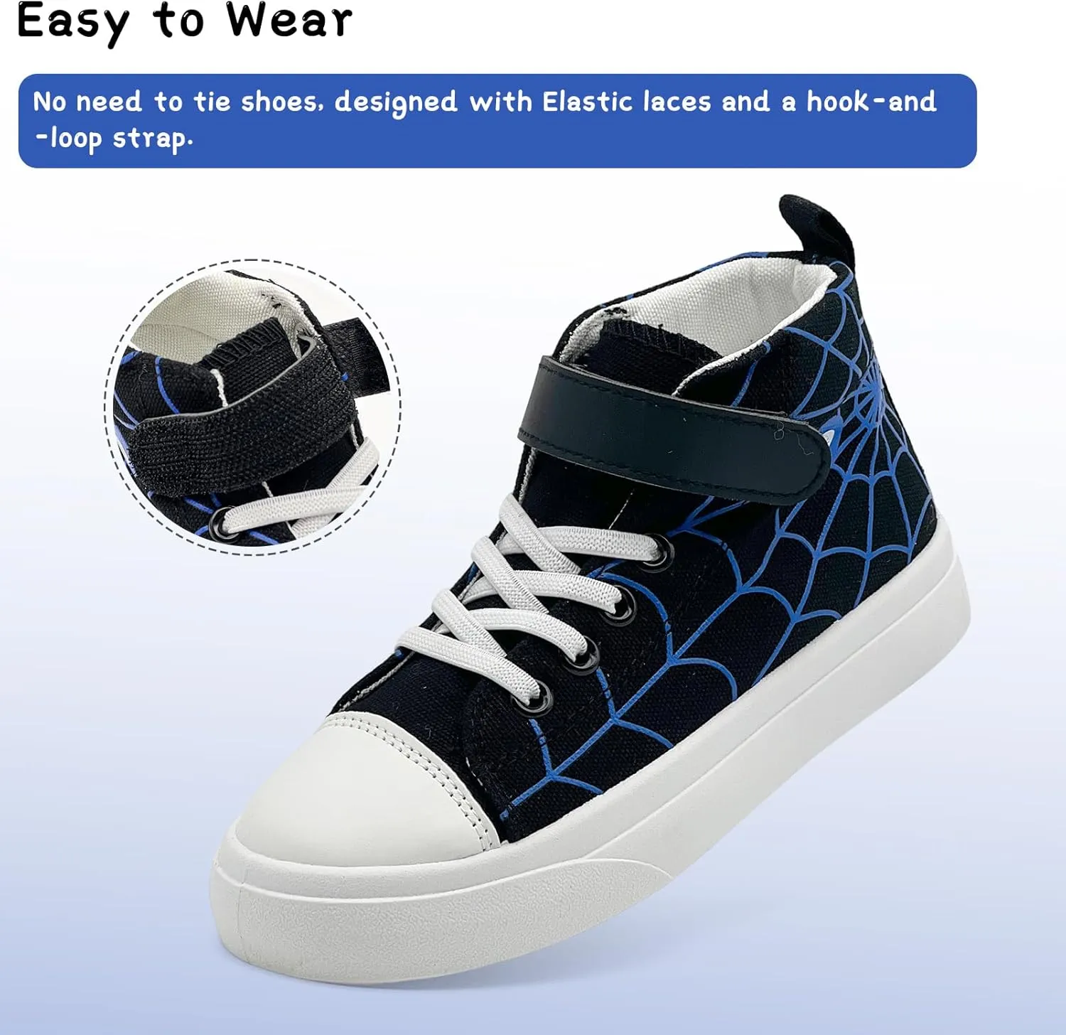 Toddler Boys Girls Shoes Kids High Top Canvas Sneakers Hook and Loops Lightweight Cartoon Casual Sneakers Walking Shoes