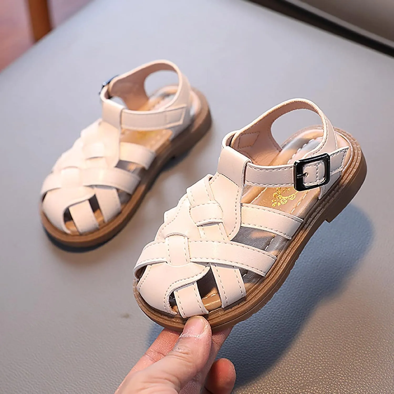 Toddler Girl Sandals Size 6 Girls Sandals Toddler Little Kid Closed Toe T Strap Flats Girls Sandals Size 9