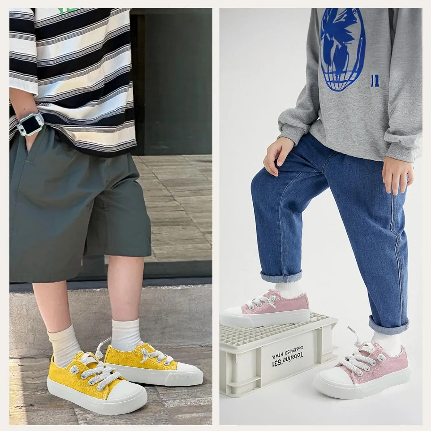 Toddler Kids Sneakers Boys and Girls Canvas Shoes Slip On Lightweight Walking Shoes for Little Big Kids