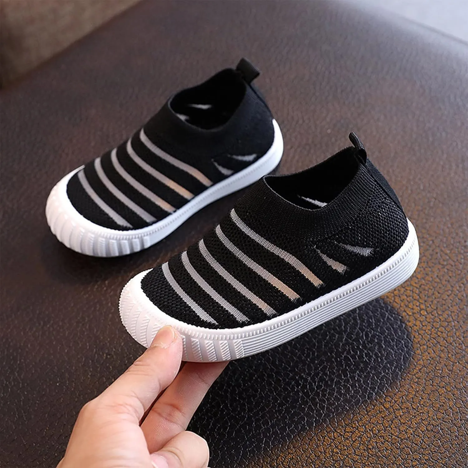 Toddler Little Girls Boys Lightweight Sports Shoes Spring Summer Stripe Mesh Breathable Flat Casual Sneakers