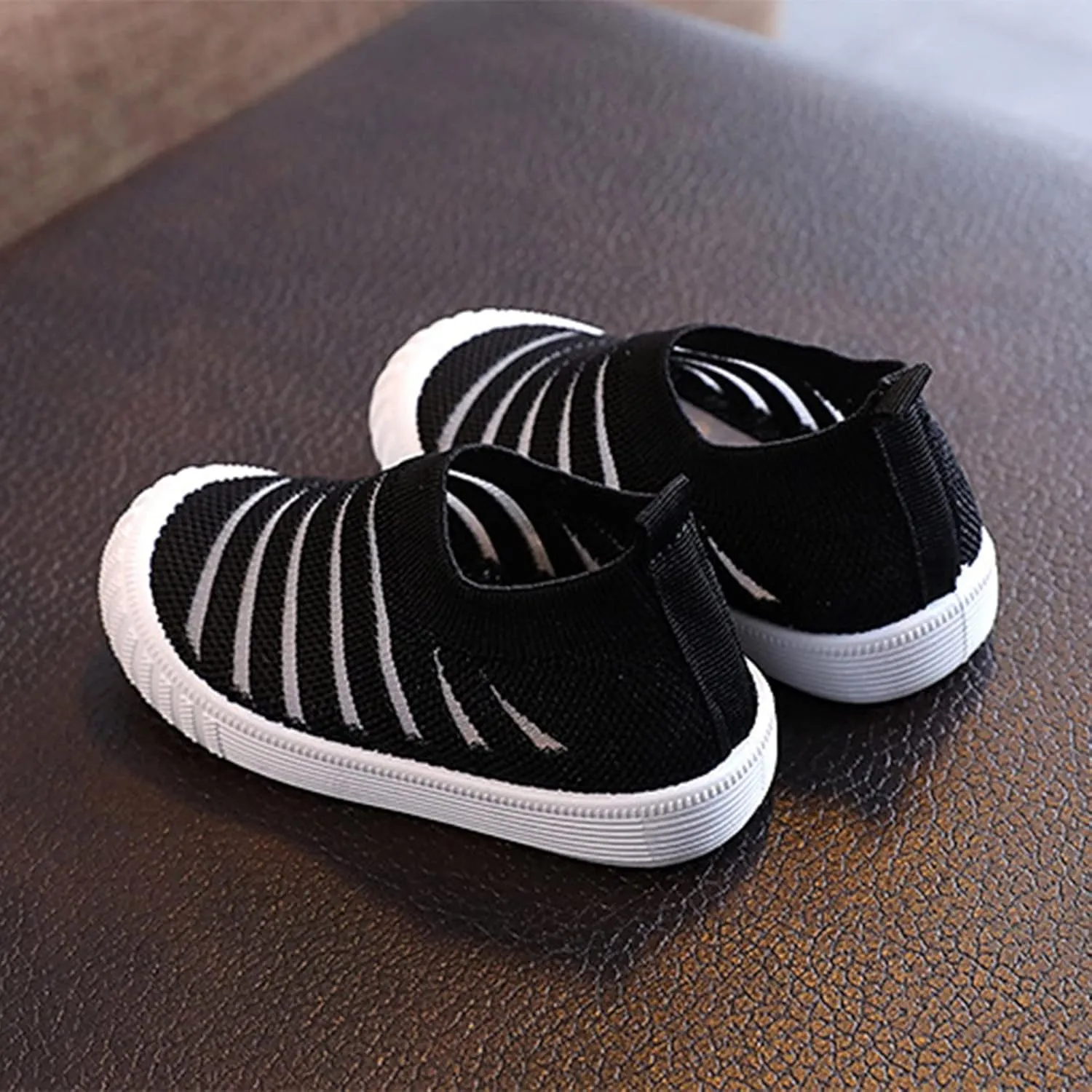 Toddler Little Girls Boys Lightweight Sports Shoes Spring Summer Stripe Mesh Breathable Flat Casual Sneakers