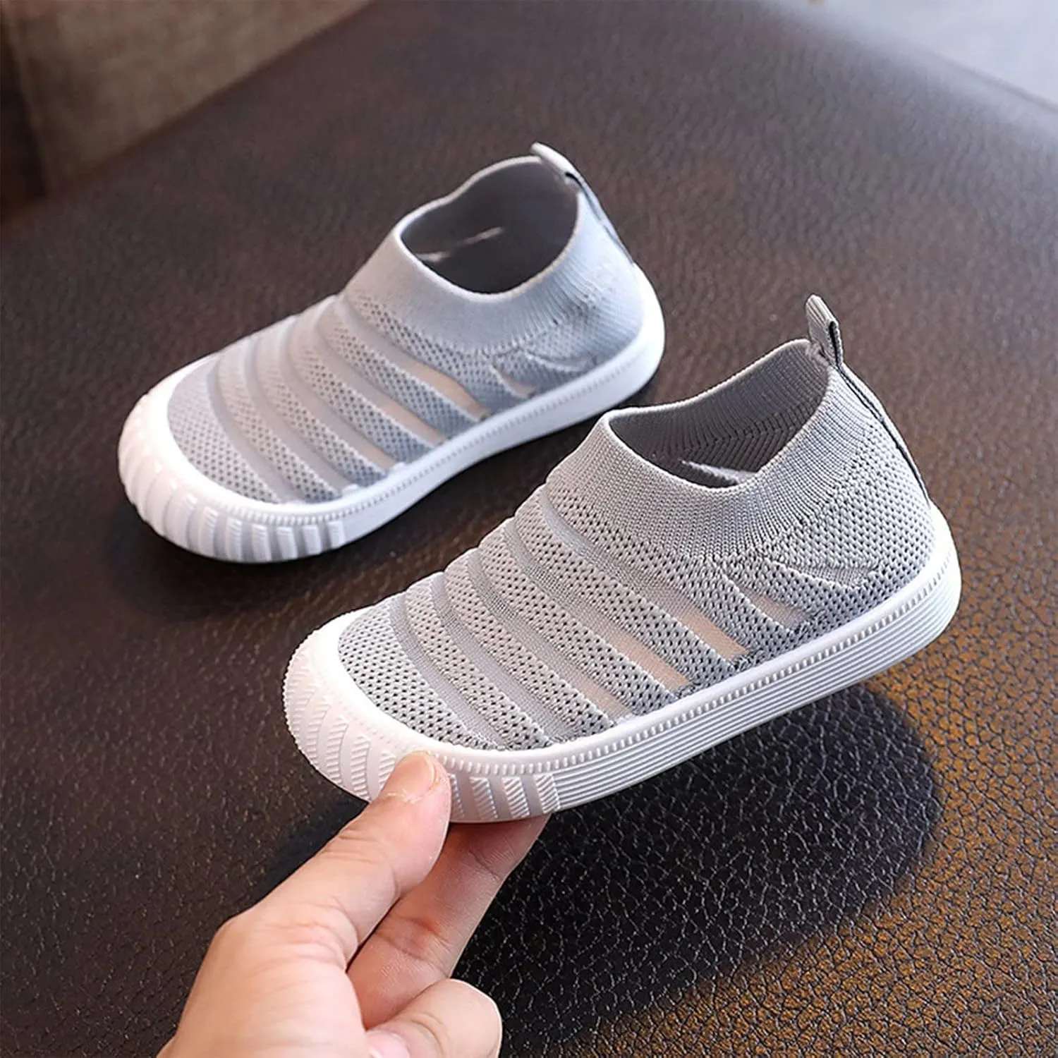 Toddler Little Girls Boys Lightweight Sports Shoes Spring Summer Stripe Mesh Breathable Flat Casual Sneakers