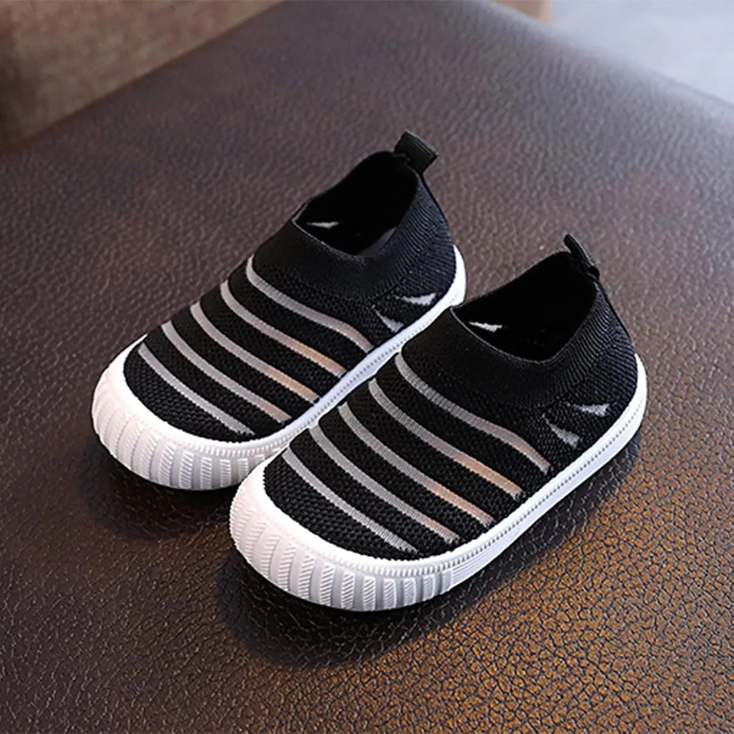 Toddler Little Girls Boys Lightweight Sports Shoes Spring Summer Stripe Mesh Breathable Flat Casual Sneakers