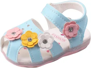 Toddler Shoes Baby Girl LED Light Up Sandals Infant Flowers Casual Shoes Luminous Sport Sandals Summer Sneakers
