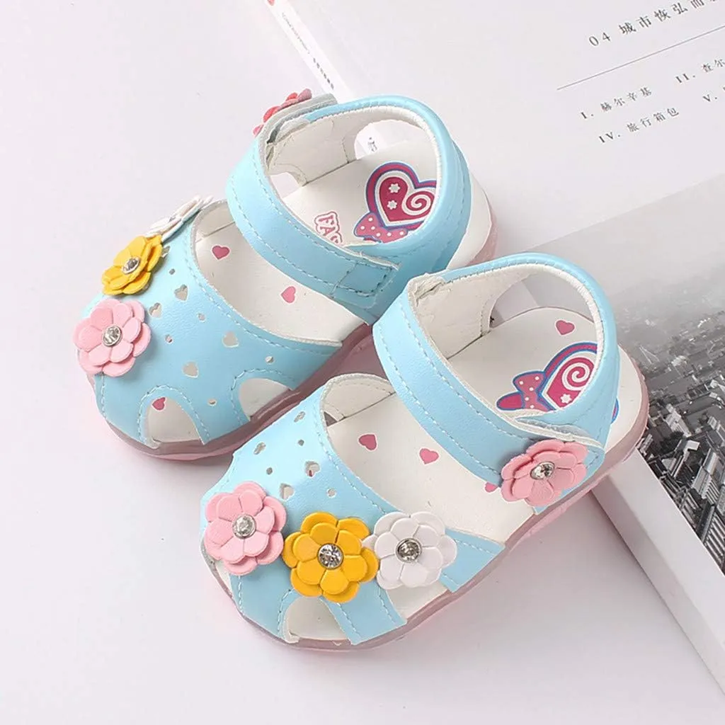 Toddler Shoes Baby Girl LED Light Up Sandals Infant Flowers Casual Shoes Luminous Sport Sandals Summer Sneakers