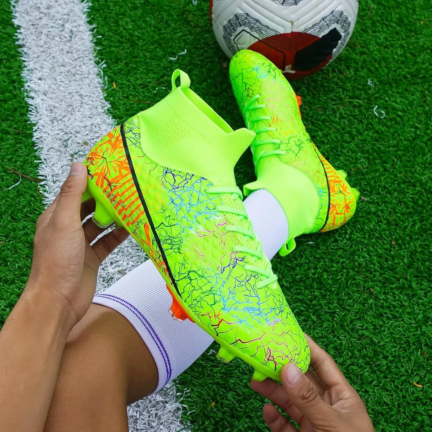 Unisex-Adult Soccer Cleats Lightweight Futsal Training Football Shoes for Big Boys