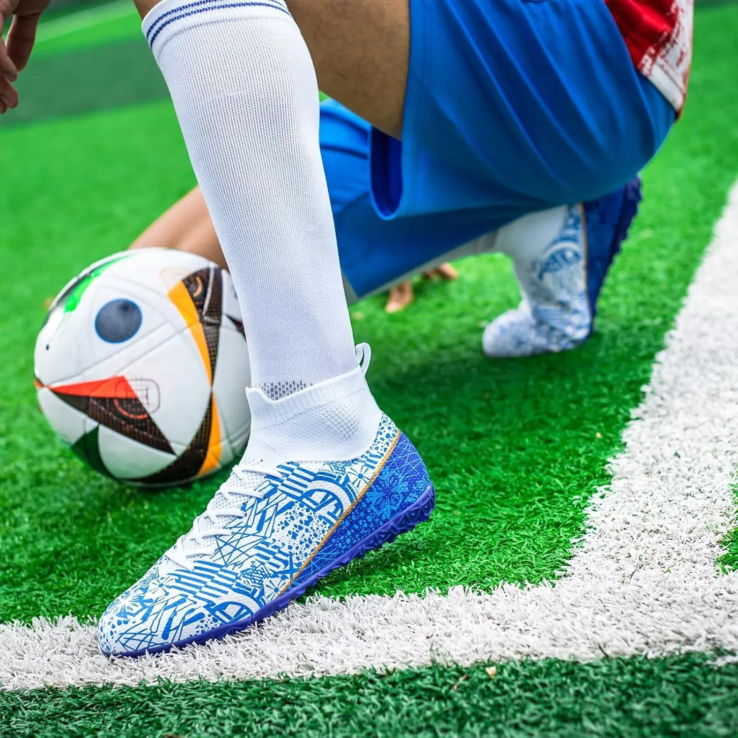 Unisex-Adult Turf Soccer Shoes Lightweight Training Futsal Shoes for Big Boys