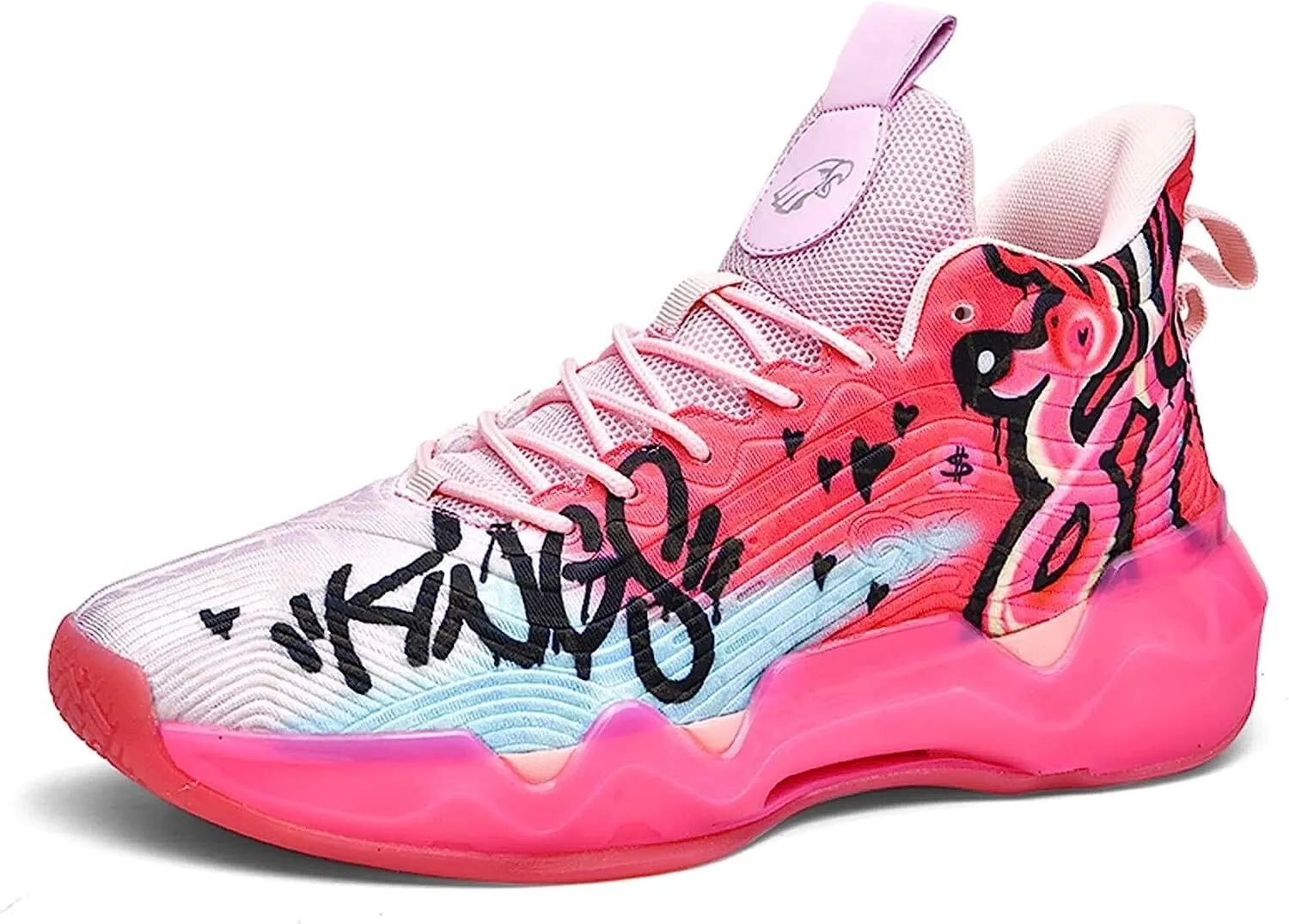 Unisex Fluorescent Basketball Shoes Sneakers Super Light High Top Graffiti Style Combat Basketball Boots