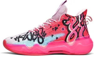 Unisex Fluorescent Basketball Shoes Sneakers Super Light High Top Graffiti Style Combat Basketball Boots