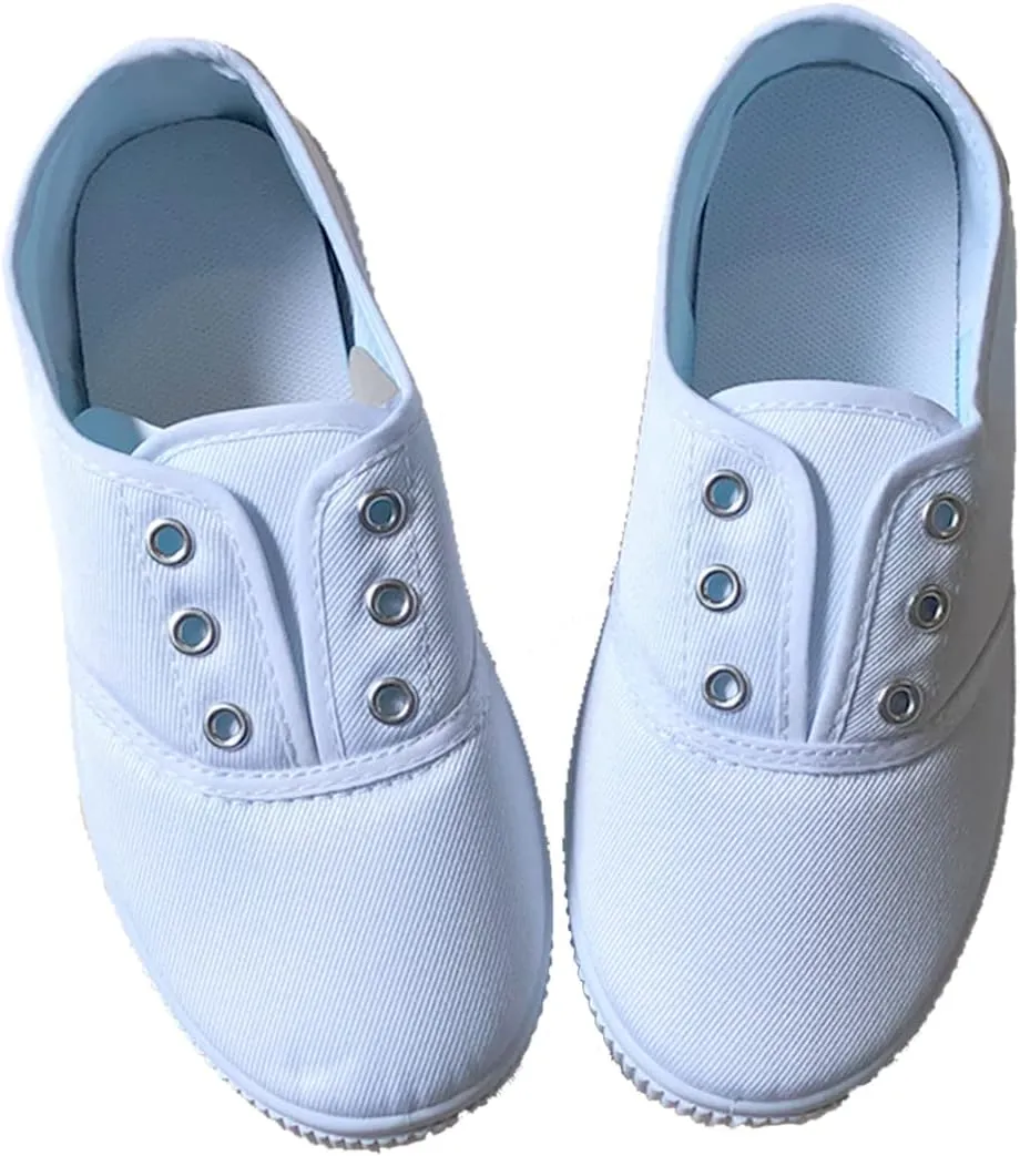 Unpafcxddyig Kids Lace up Sneakers Athletic Running Tennis Sport Shoe Canvas Shoes White