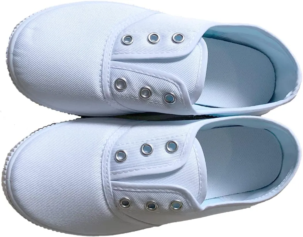 Unpafcxddyig Kids Lace up Sneakers Athletic Running Tennis Sport Shoe Canvas Shoes White