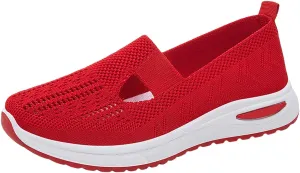 Valentines Deals of Today Women's Woven Orthopedic Breathable Soft Sole Casual Dress Shoes Slip On Sneakers Women Red Tennis Shoes Women Black Hiking Shoe White Loafers