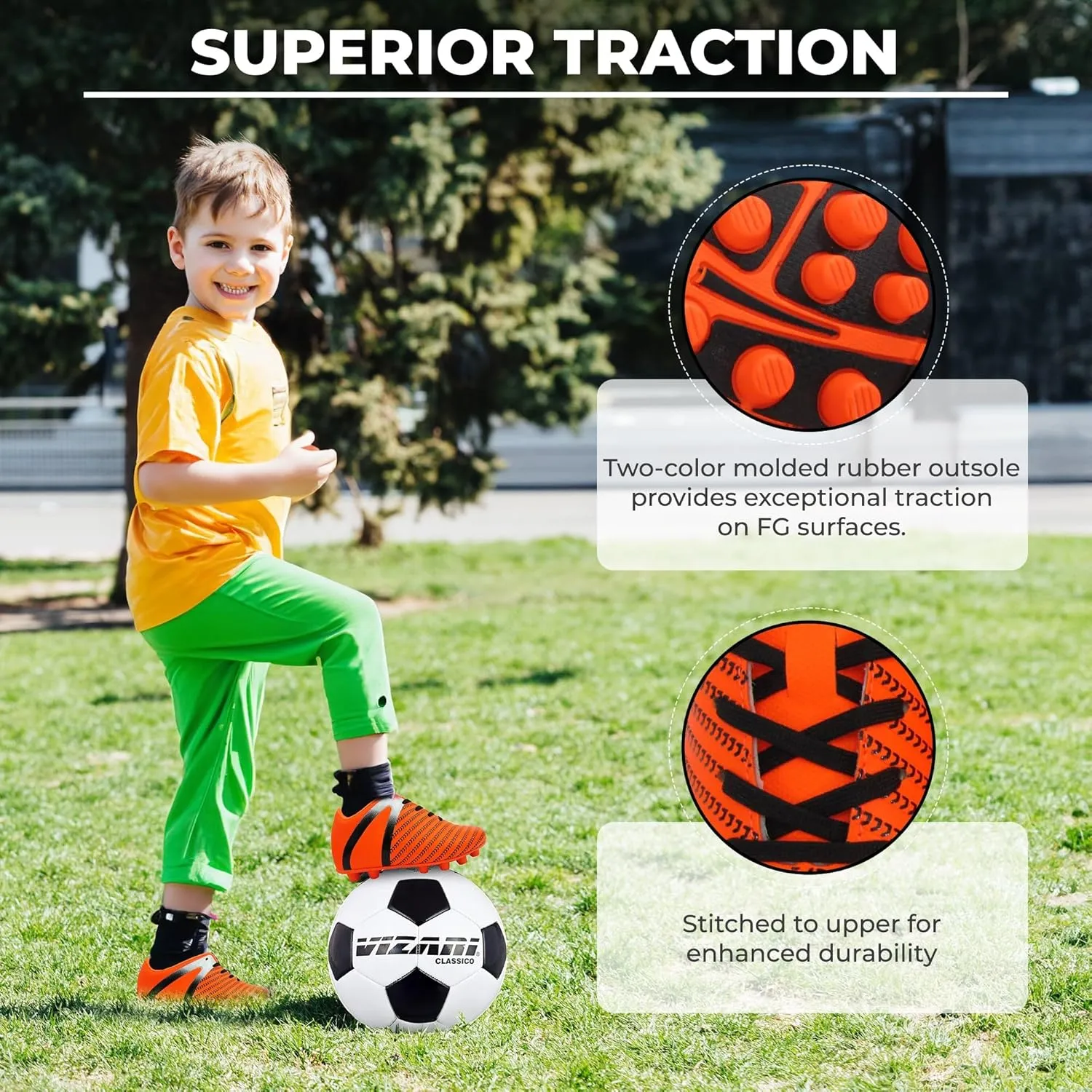 Vizari USA Soccer Cleats Boys, Girls - Youth Firm Ground Athletic Football Shoes for Toddler, Little Kid, Big Kid - Quality Materials