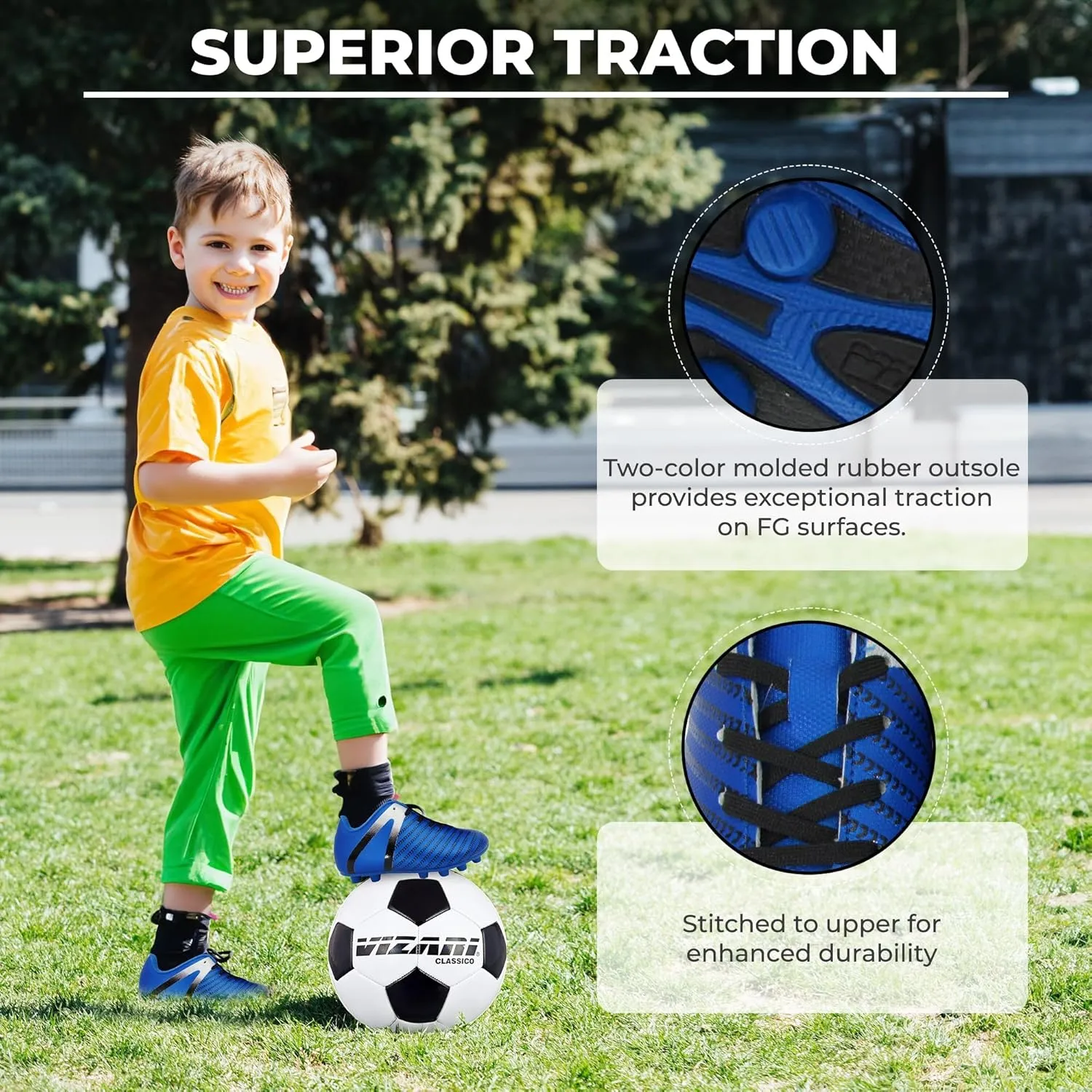 Vizari USA Soccer Cleats Boys, Girls - Youth Firm Ground Athletic Football Shoes for Toddler, Little Kid, Big Kid - Quality Materials