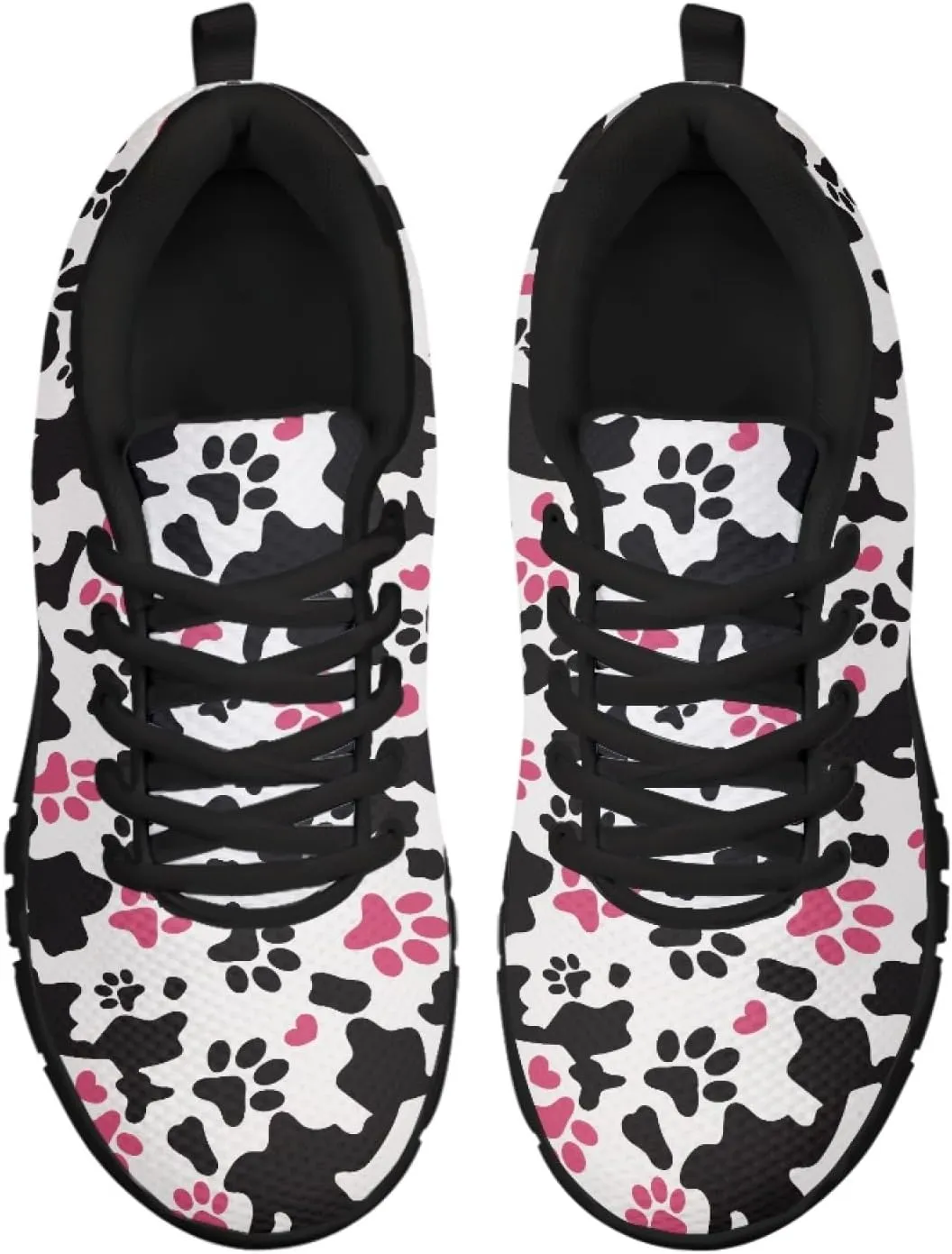 Wanyint Lightweight Sneakers for Running Walking Lace Up Black Sole Shoes