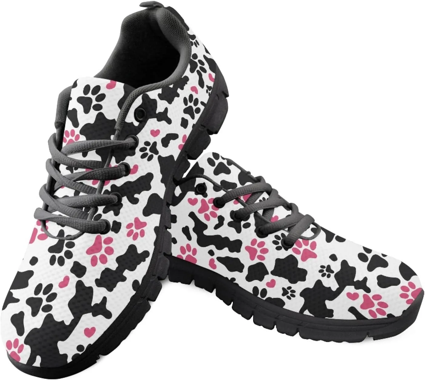 Wanyint Lightweight Sneakers for Running Walking Lace Up Black Sole Shoes