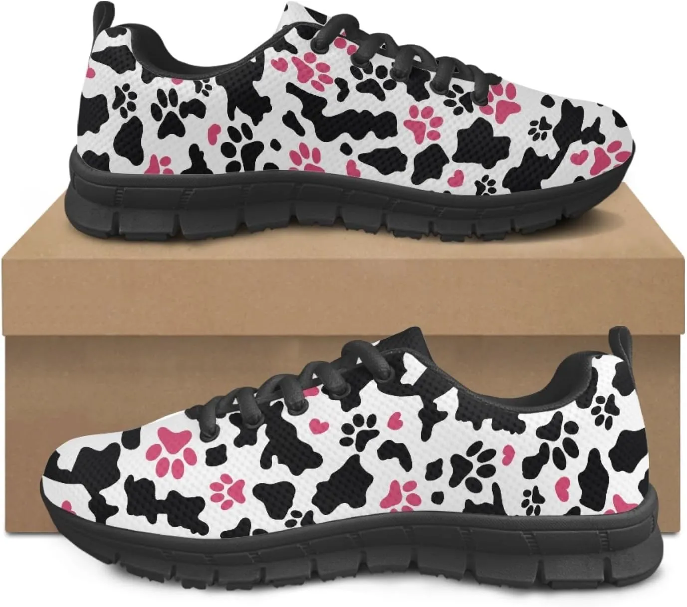 Wanyint Lightweight Sneakers for Running Walking Lace Up Black Sole Shoes