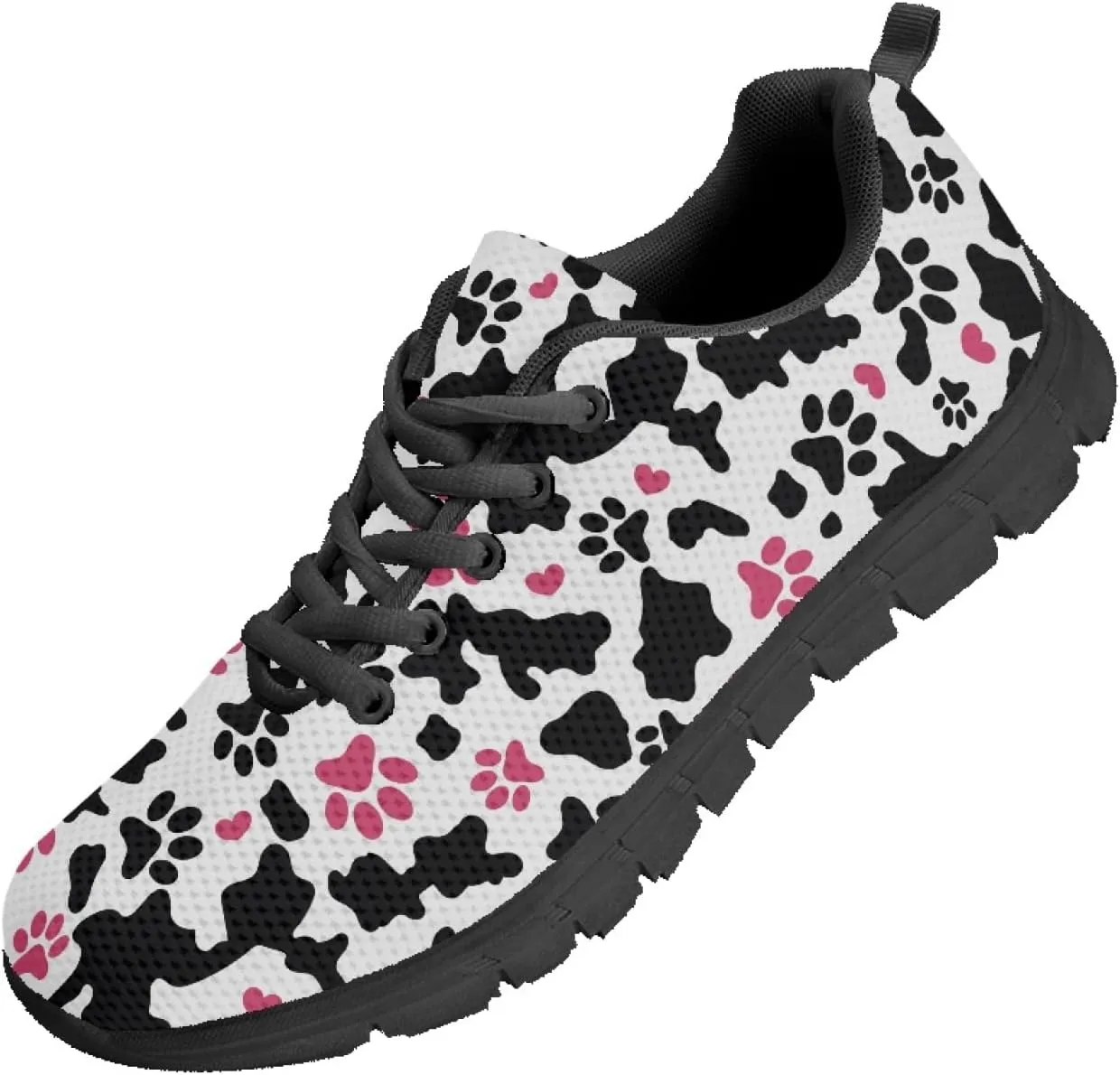 Wanyint Lightweight Sneakers for Running Walking Lace Up Black Sole Shoes