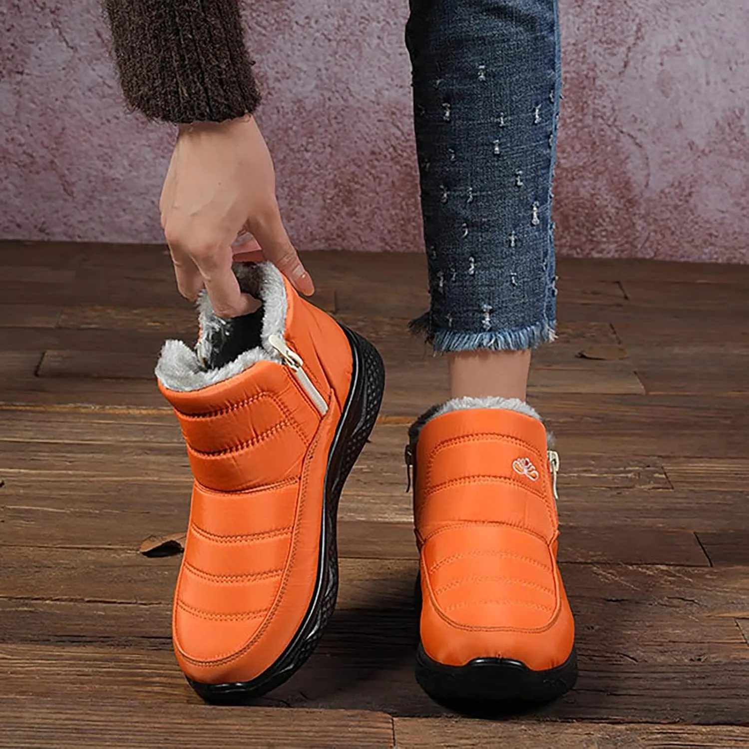 Waterproof Boots for Women Anti-Slip Mid-Calf Snow Boots Warm Outdoor Comfortable Hiking Booties