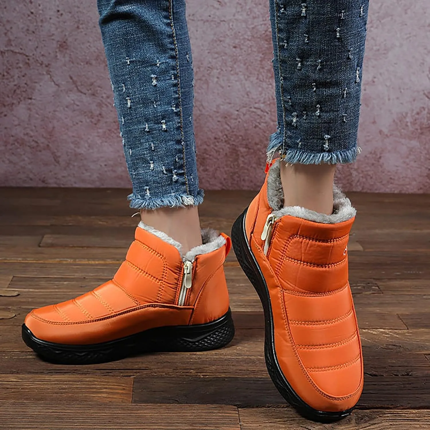 Waterproof Boots for Women Anti-Slip Mid-Calf Snow Boots Warm Outdoor Comfortable Hiking Booties