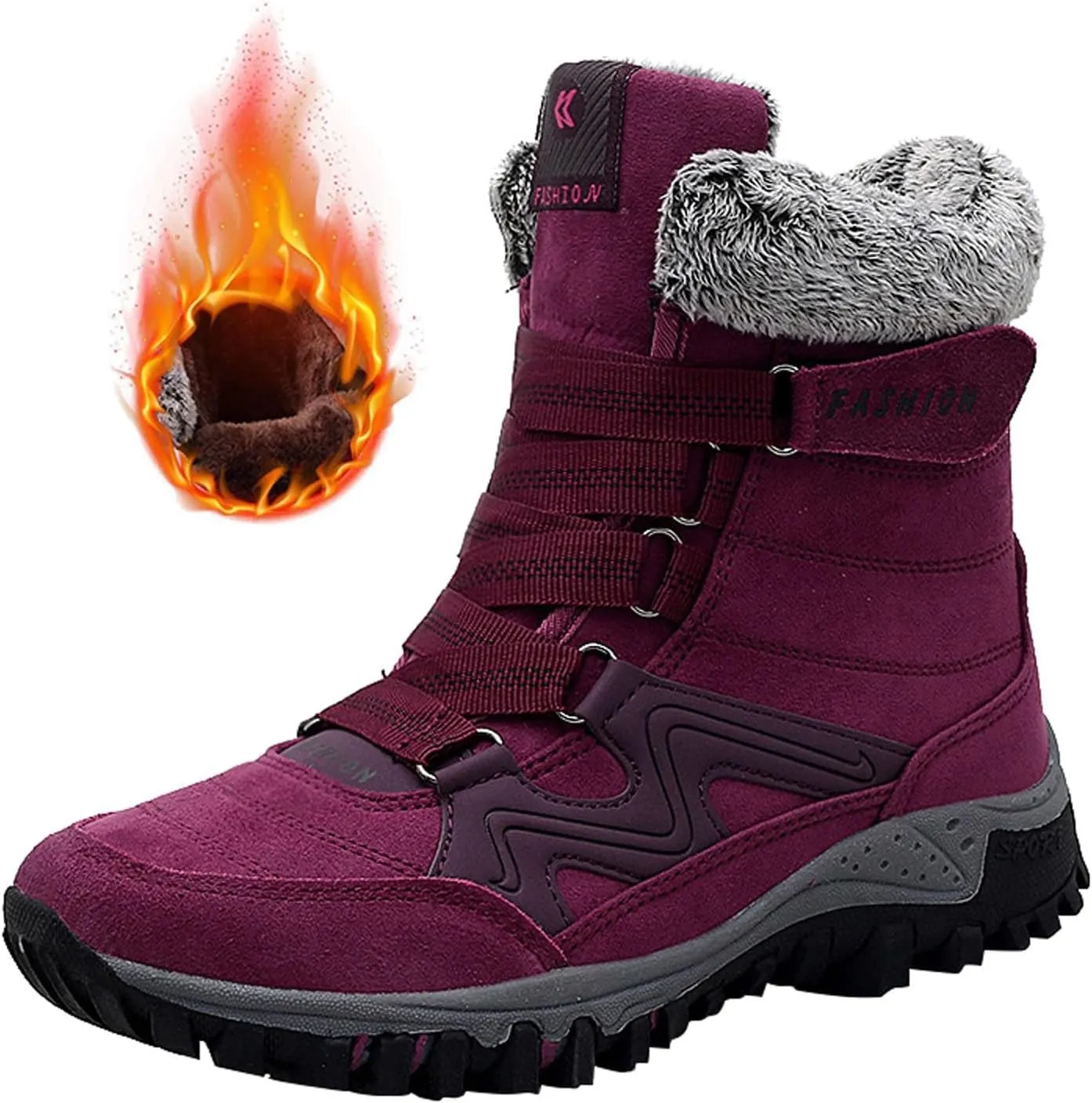 Waterproof Boots for Women Anti-Slip Mid-Calf Snow Boots Warm Outdoor Comfortable Hiking Booties