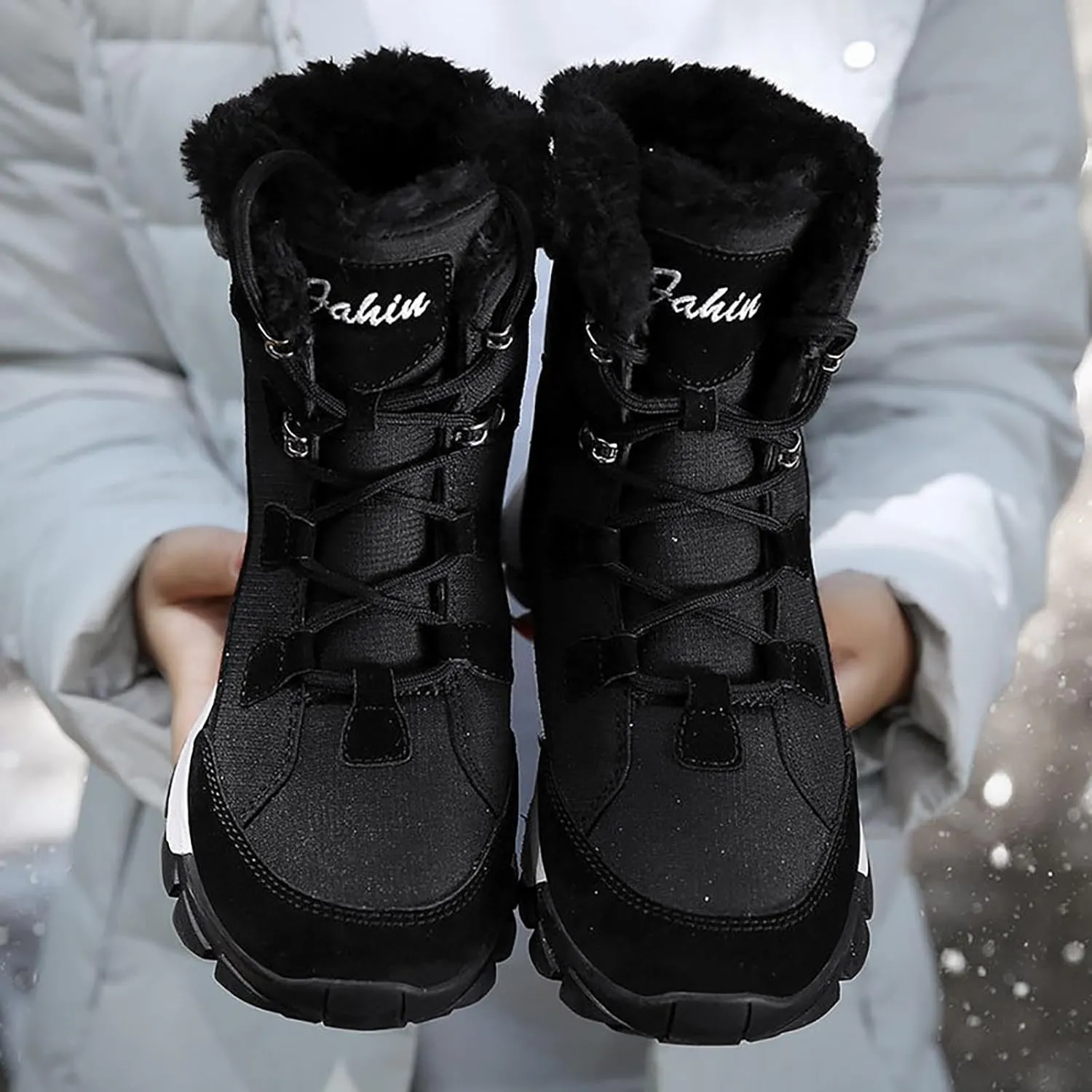 Waterproof Boots for Women Anti-Slip Mid-Calf Snow Boots Warm Outdoor Comfortable Hiking Booties