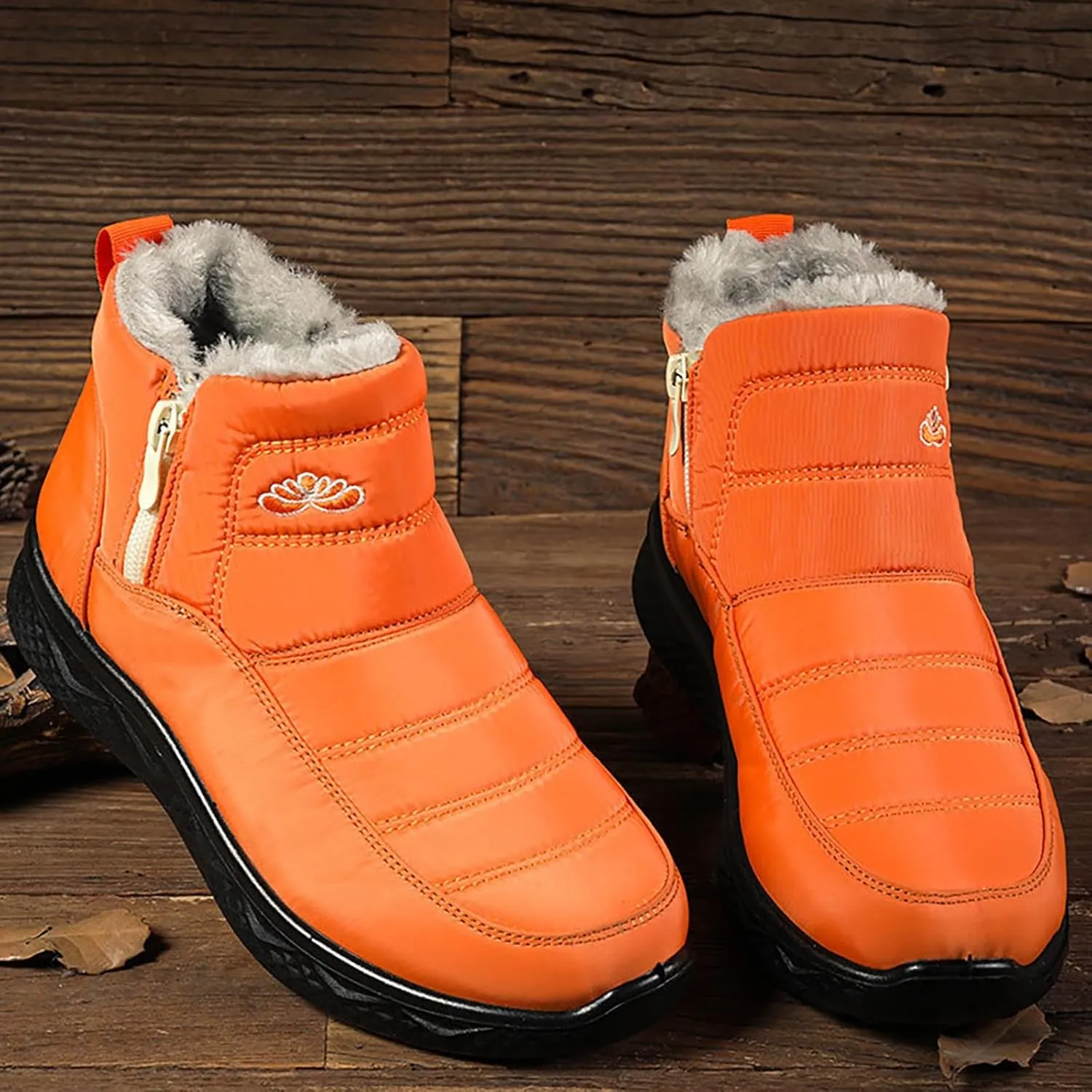 Waterproof Boots for Women Anti-Slip Mid-Calf Snow Boots Warm Outdoor Comfortable Hiking Booties