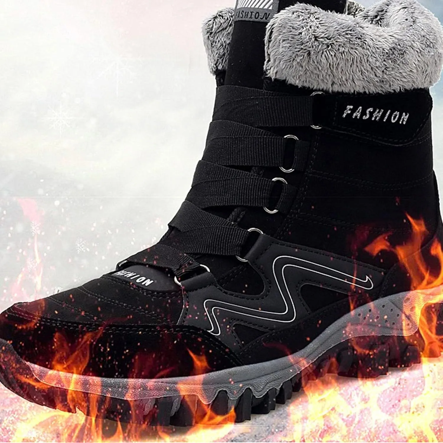 Waterproof Boots for Women Anti-Slip Mid-Calf Snow Boots Warm Outdoor Comfortable Hiking Booties