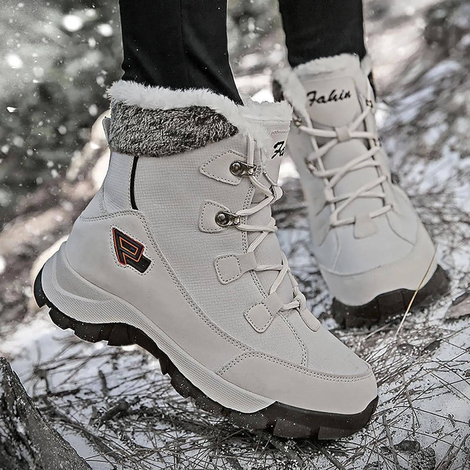 Waterproof Boots for Women Anti-Slip Mid-Calf Snow Boots Warm Outdoor Comfortable Hiking Booties