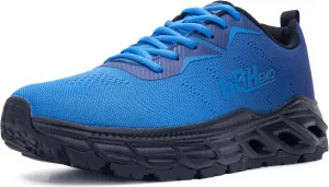 Wide Hiking Athletic Sneakers for Mens - FALKON 1.0 Gym Sport Shoes Wide Width for Outdoor with Jet-Holes Sole Blue