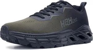 Wide Hiking Athletic Sneakers for Mens - FALKON 1.0 Gym Sport Shoes Wide Width for Outdoor with Jet-Holes Sole DarkGreen