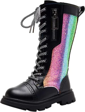 Winter Boots Long Boots Girls Mid Calf Riding Shoes Combat Winter Boots Fashion Western Boots Outdoor Boots
