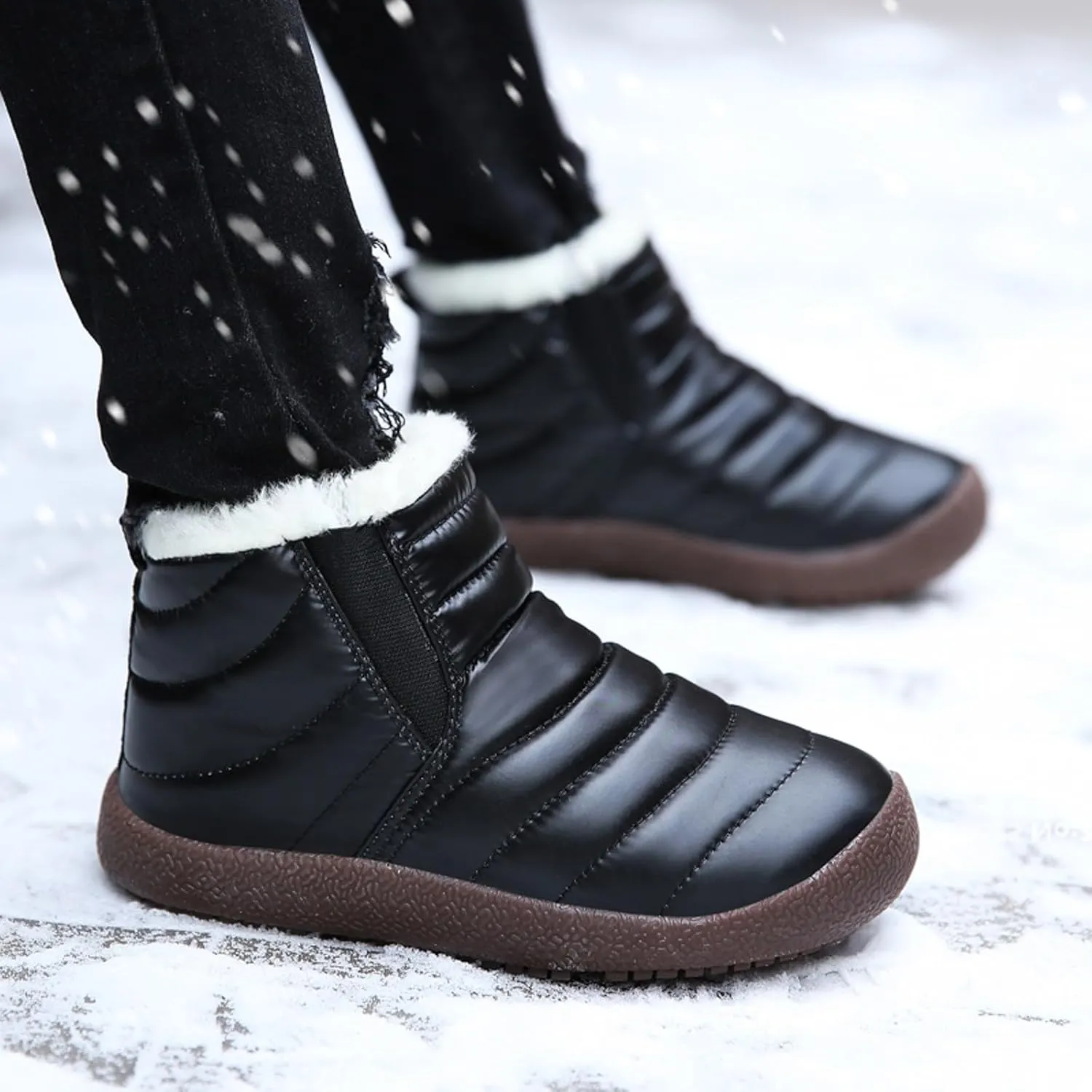 Winter Kids Snow Boots Winter Warm Waterproof Warm Snow Boots Ankle Hiking Boots Anti-Slip Outdoor Shoes