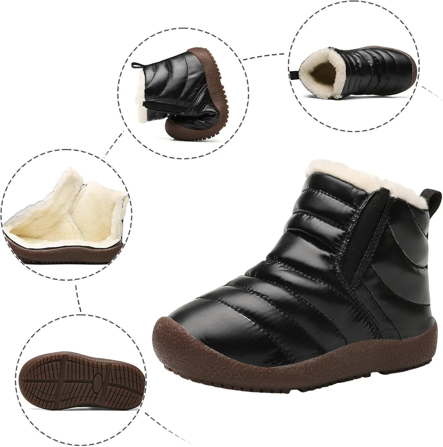 Winter Kids Snow Boots Winter Warm Waterproof Warm Snow Boots Ankle Hiking Boots Anti-Slip Outdoor Shoes