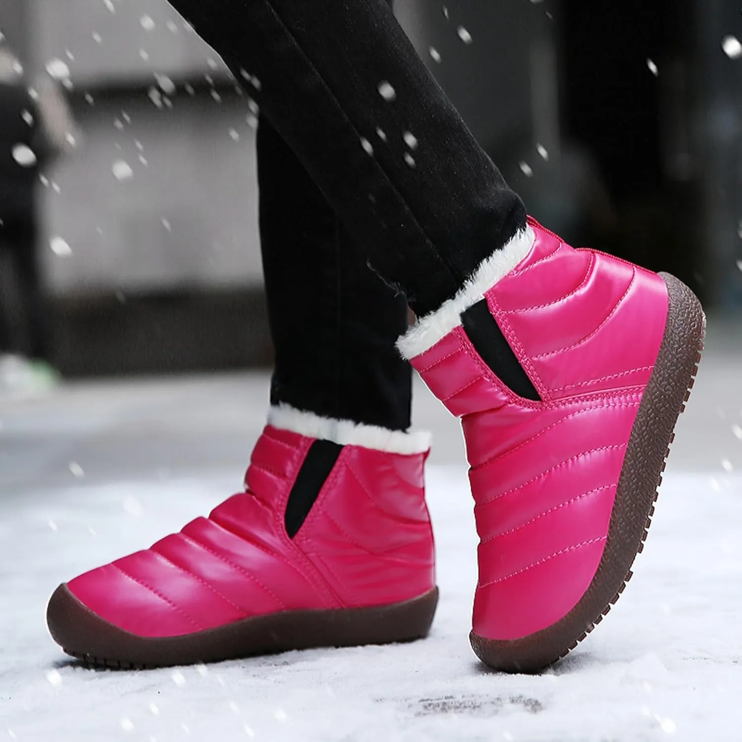 Winter Kids Snow Boots Winter Warm Waterproof Warm Snow Boots Ankle Hiking Boots Anti-Slip Outdoor Shoes