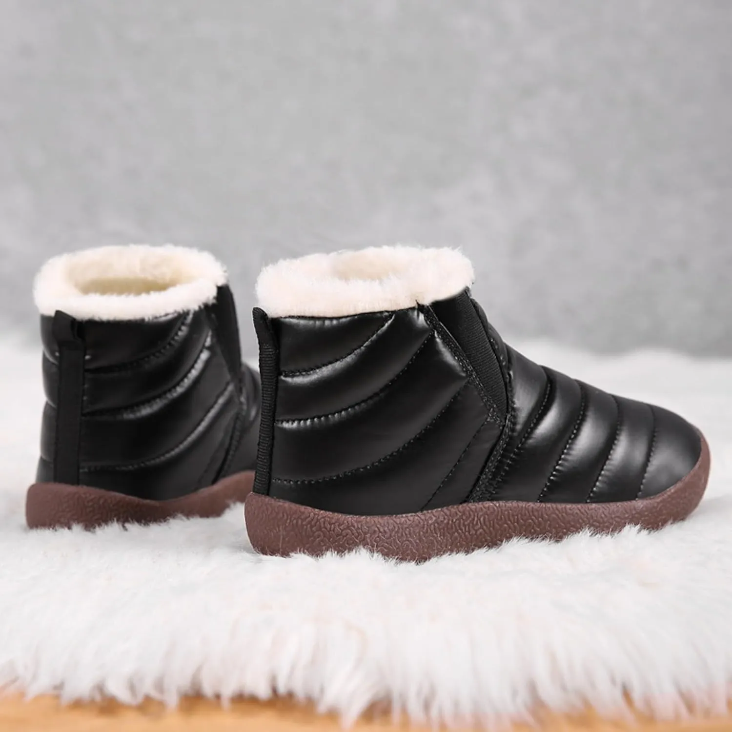 Winter Kids Snow Boots Winter Warm Waterproof Warm Snow Boots Ankle Hiking Boots Anti-Slip Outdoor Shoes