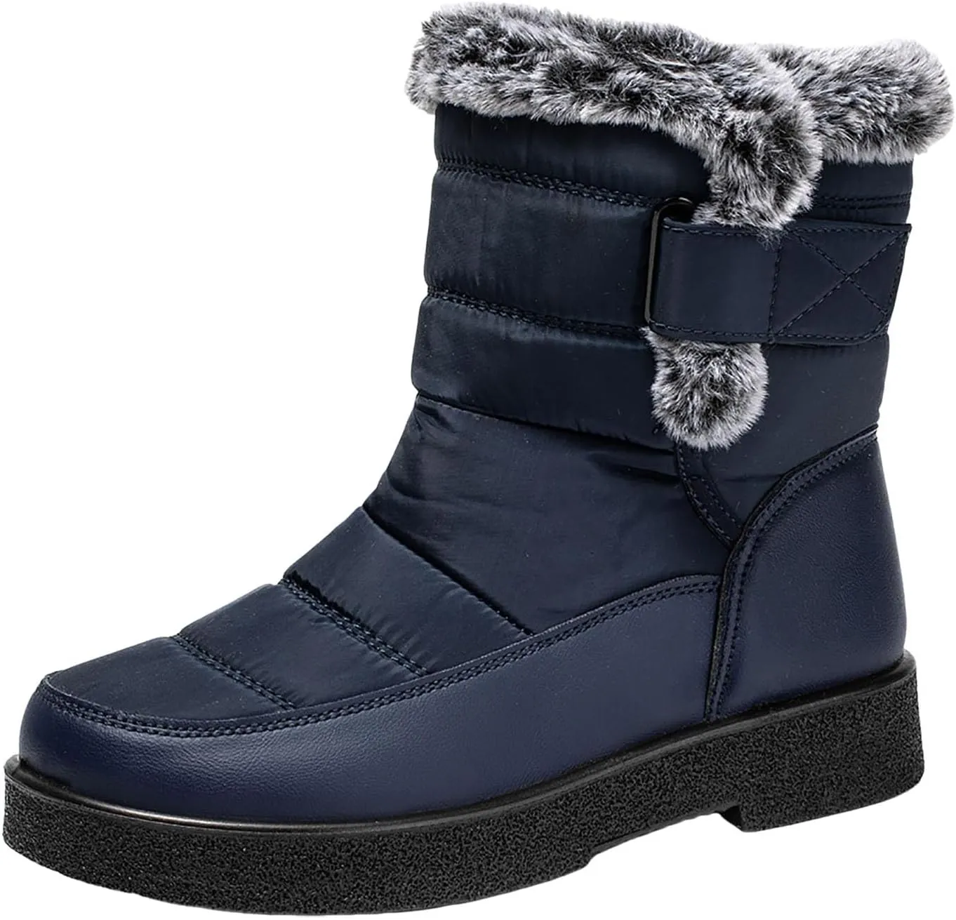 Winter Snow Boots for Women Mid Calf Warm Round Toe Hook and Loop Booties Western Womens Winter Boots Hiking Boots
