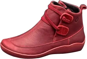 Women's Ankle Boots Slip On Vintage Leather Ladies Sneaker Fall Winter Outdoor Flat Snow Boots For Women