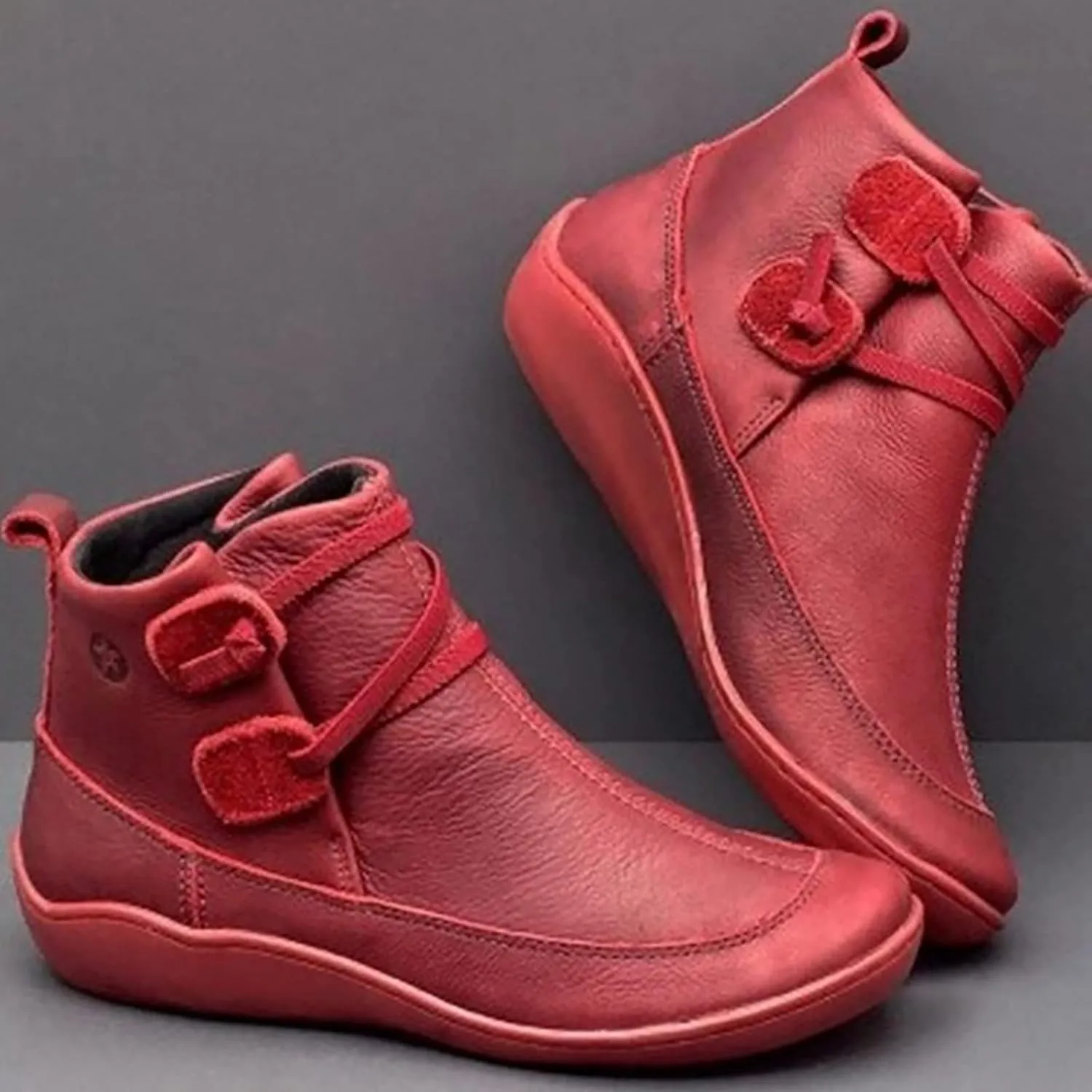 Women's Ankle Boots Slip On Vintage Leather Ladies Sneaker Fall Winter Outdoor Flat Snow Boots For Women