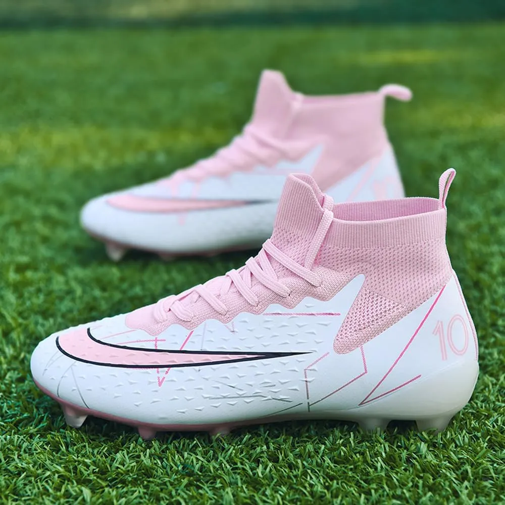 Women's Breathable Futsal Cleats for Training - High Top AG Soccer Shoes for Outdoor - Mens Athletic Football Sneakers