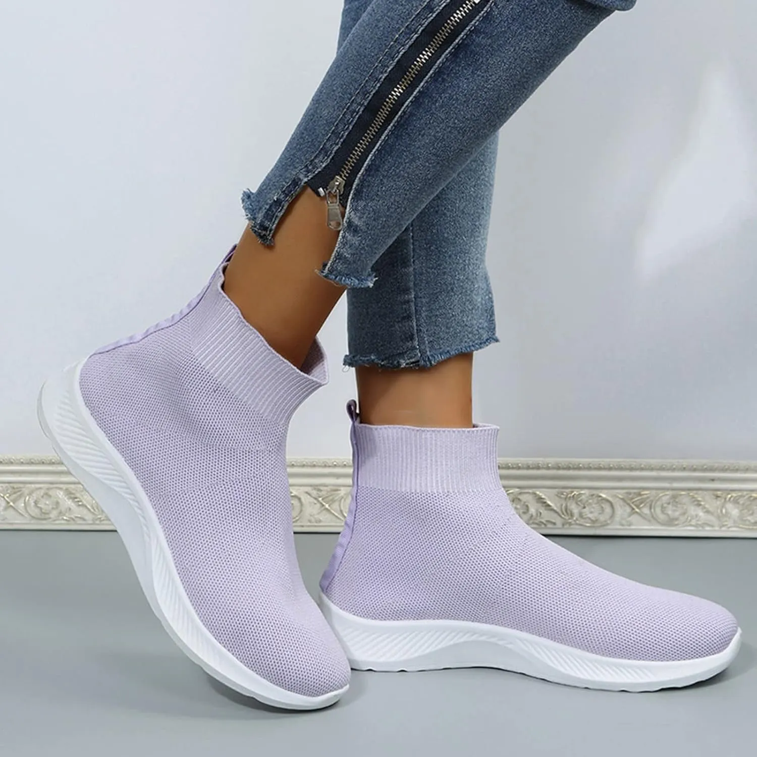 Womens High Top Sneakers Black and White Slip On Shoes for Women 2023 Platform Slip On Sneakers for Women Fashion Chunky Sneakers Women Black Non Slip Work Shoes Womens 7.5 Wide