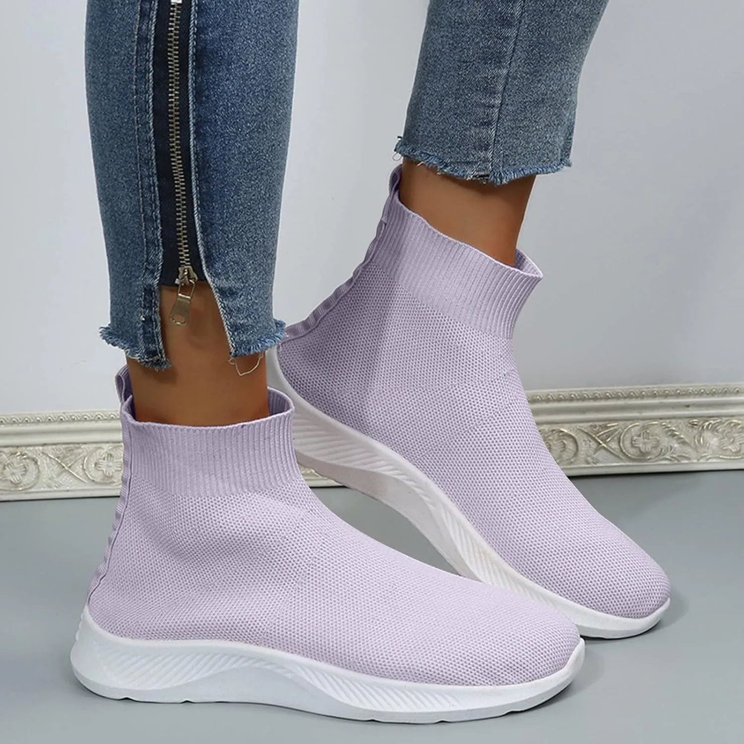 Womens High Top Sneakers Black and White Slip On Shoes for Women 2023 Platform Slip On Sneakers for Women Fashion Chunky Sneakers Women Black Non Slip Work Shoes Womens 7.5 Wide