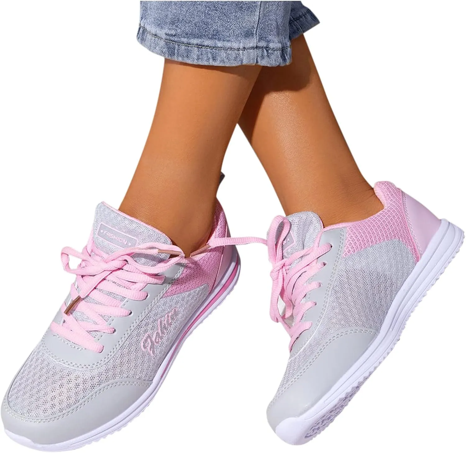 Womens Lace Up Walking Shoes Memory Foam Lightweight Comfort Womens Running Shoes Wide Width Women's Casual Shoes White Platform Sneakers Tennis Shoe Trainers Shoe
