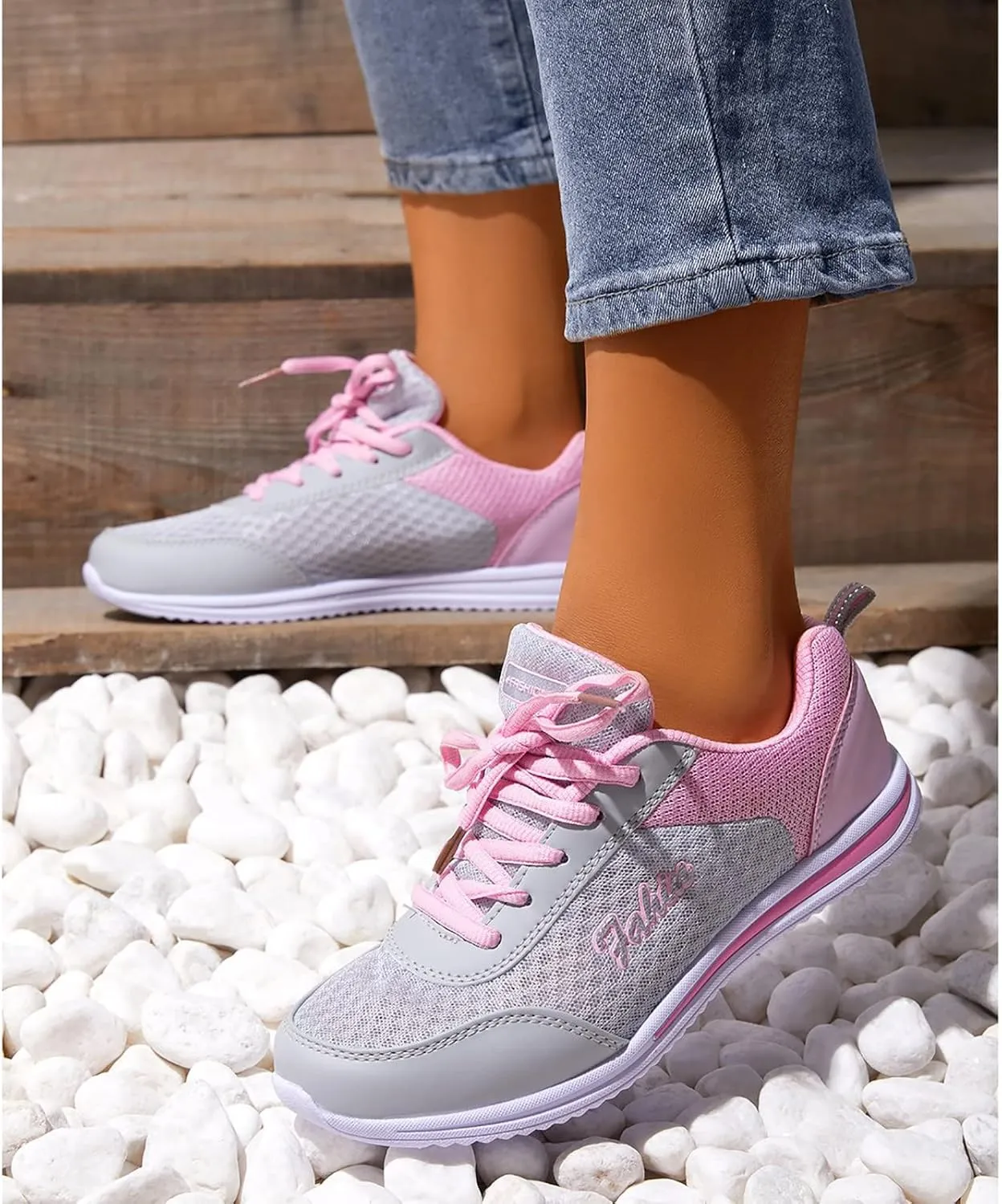 Womens Lace Up Walking Shoes Memory Foam Lightweight Comfort Womens Running Shoes Wide Width Women's Casual Shoes White Platform Sneakers Tennis Shoe Trainers Shoe