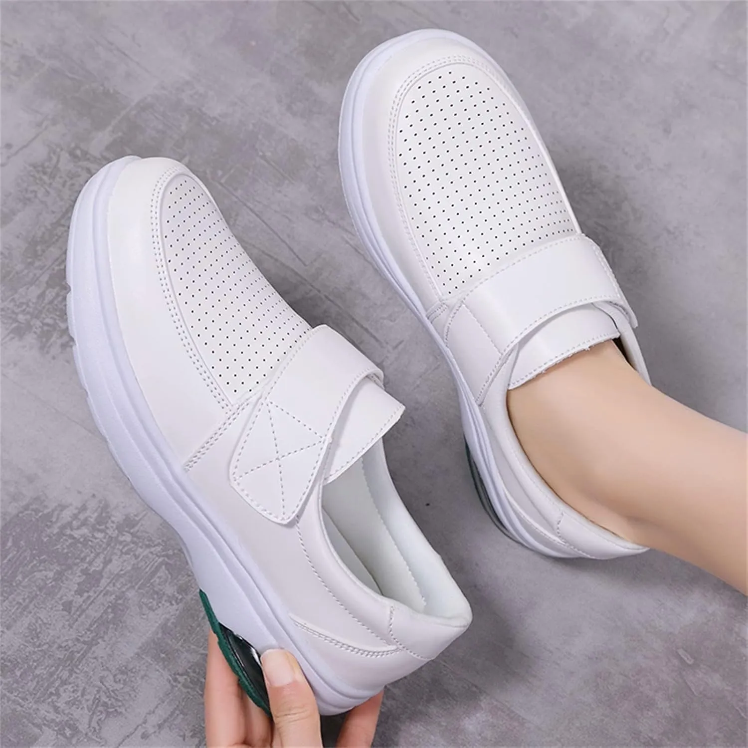 Women's Shoes Casual Soft Bottom Shoes Hook&Loop Shoes Single Cushion Shoes Women's Biking Grandma Womens Sneakers