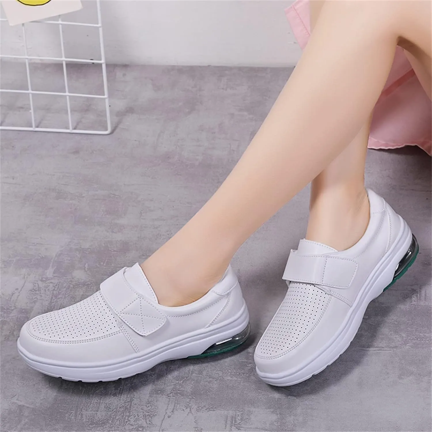 Women's Shoes Casual Soft Bottom Shoes Hook&Loop Shoes Single Cushion Shoes Women's Biking Grandma Womens Sneakers