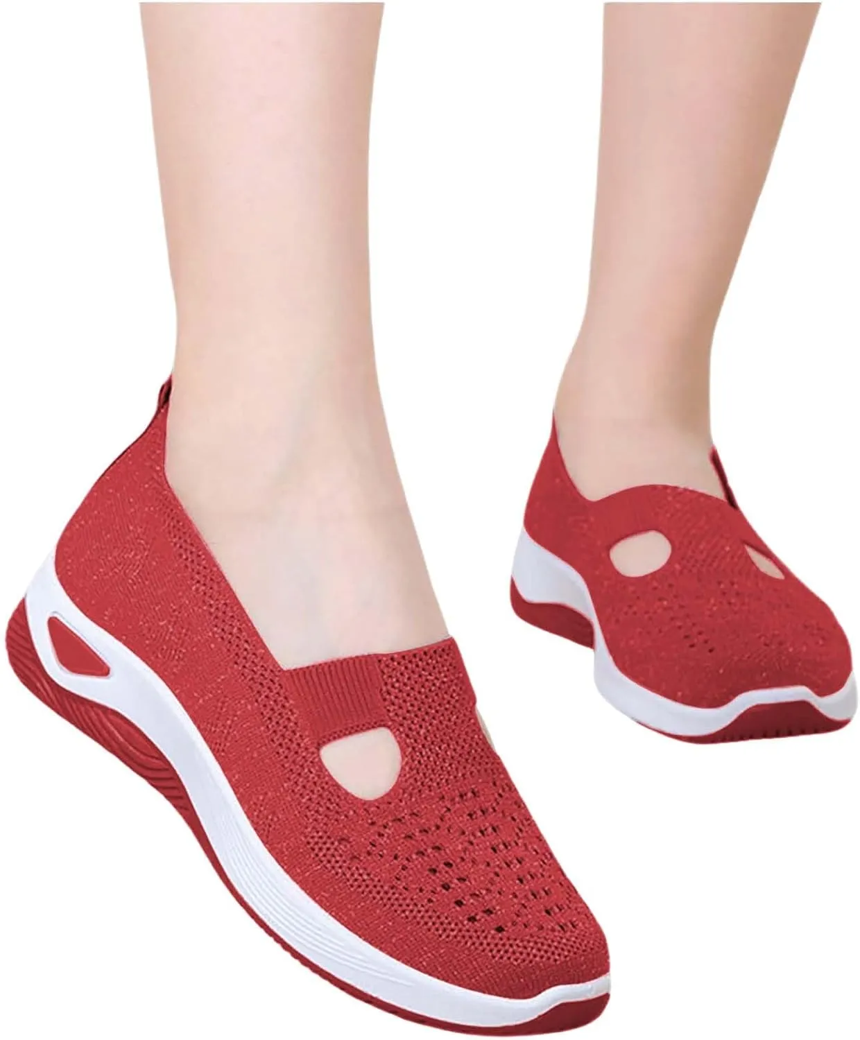 Women's Slip on Sneakers Shoes Woven Orthopedic Walking Shoes Women Mesh Breathable Casual Tennis Shoes Women Shoes Sneakers Steel Toe Tennis Shoe White Loafers