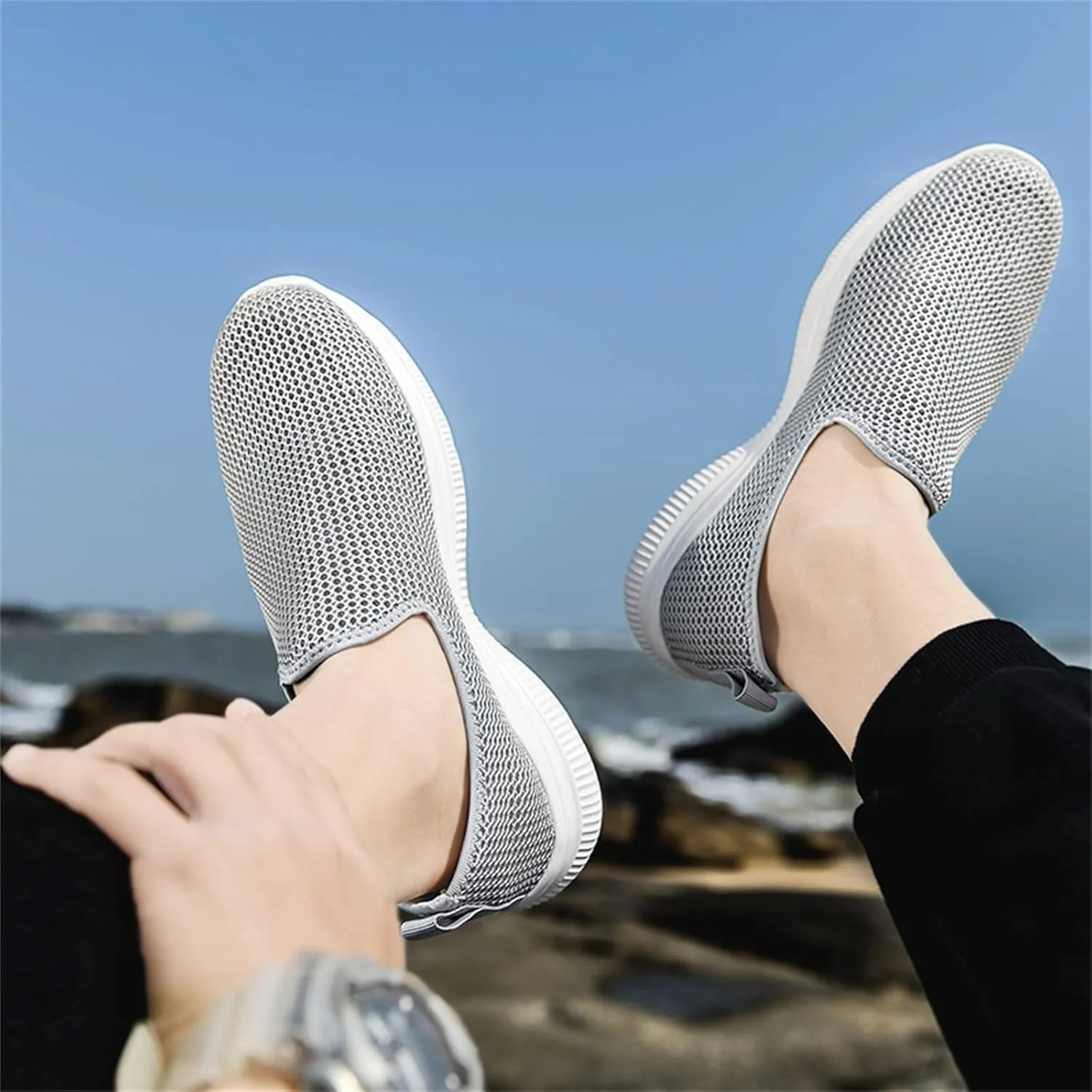 Womens Slip On Walking Shoes Lightweight Breathable Non Slip Tennis Shoes Womens Winter Men's Shoes Casual Women's Fashion Sneakers Black Tennis Shoe White Loafers
